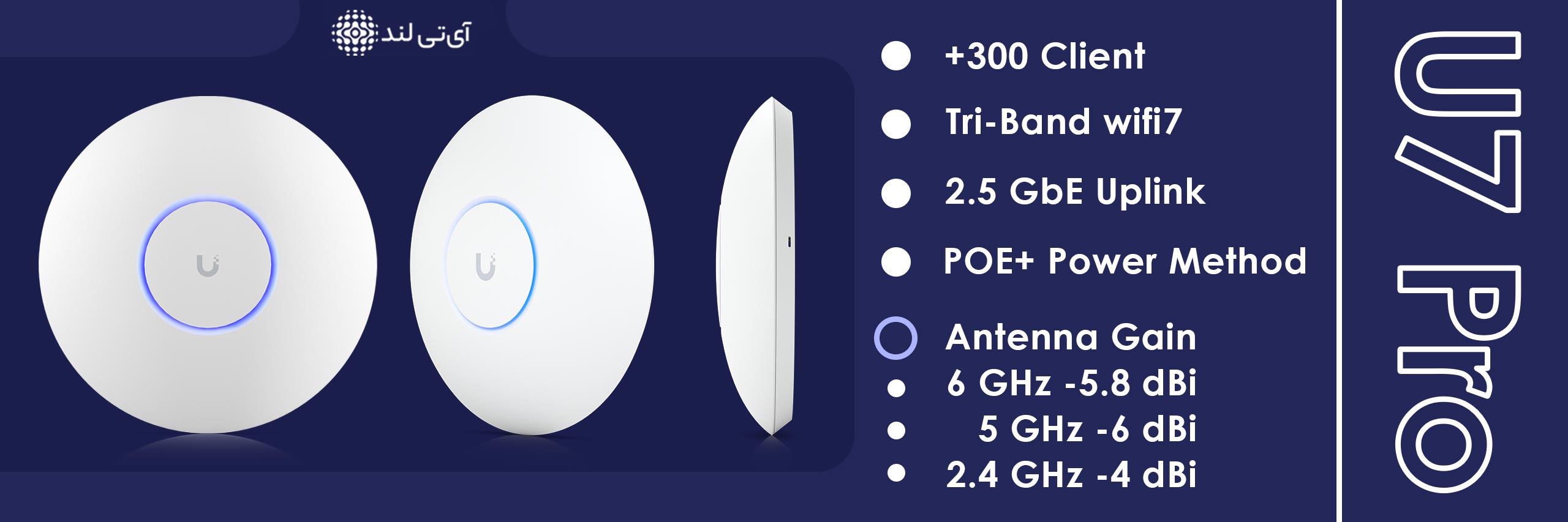 مشخصات و ویژگی های اکسس پوینت یوبیکیوتی unifi u7 pro