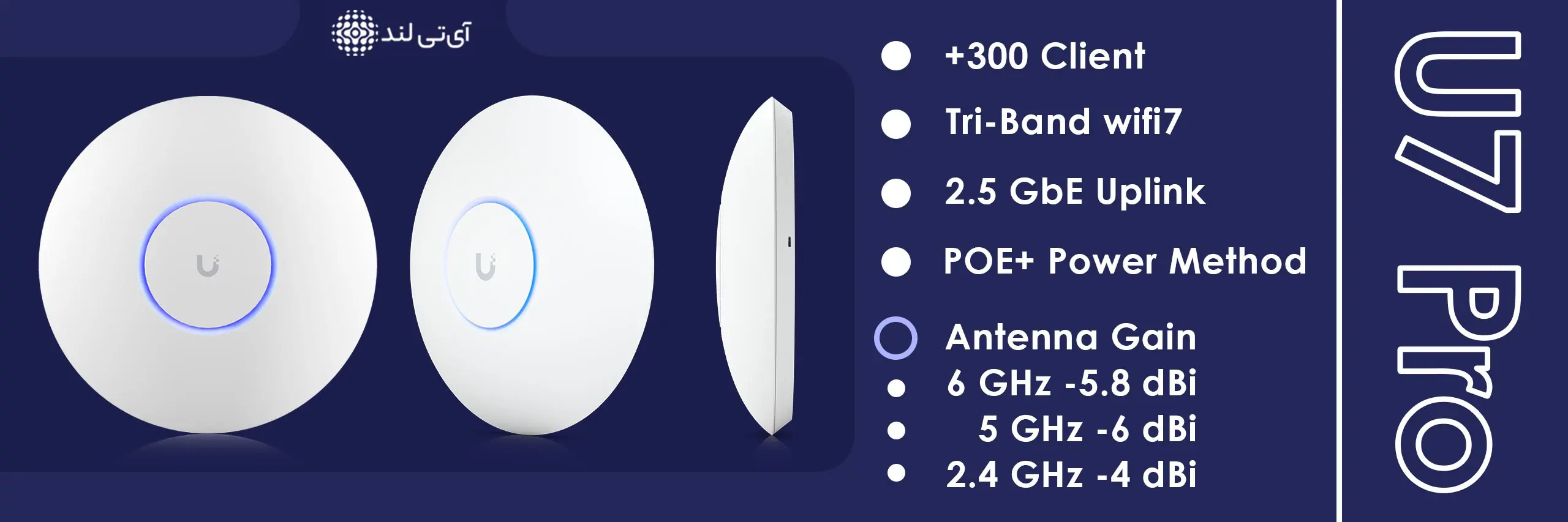 مشخصات و ویژگی های اکسس پوینت یوبیکیوتی unifi u7 pro
