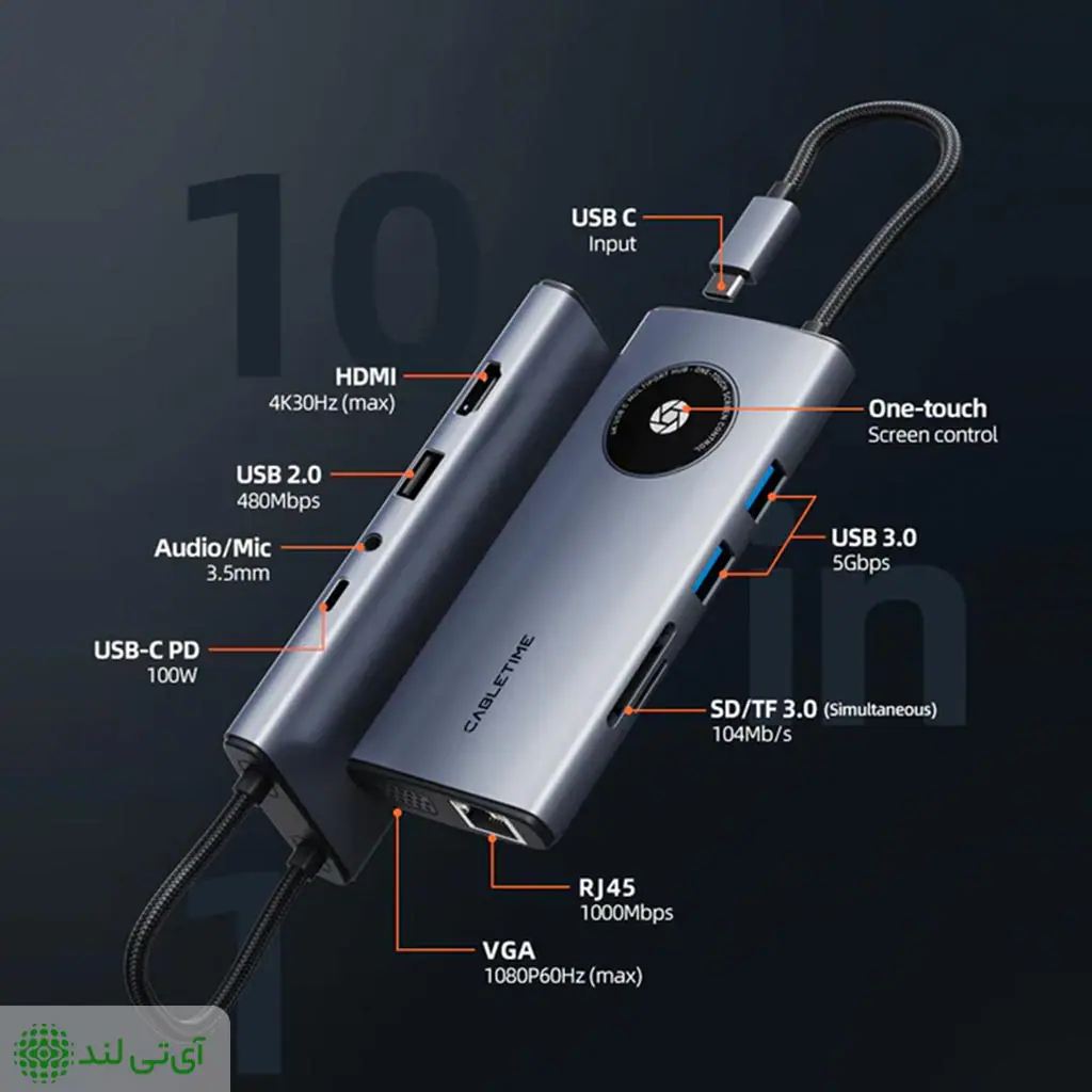 هاب 10 پورت کِیبِل تایم مدل Cabletime CB91G - تصویر 7
