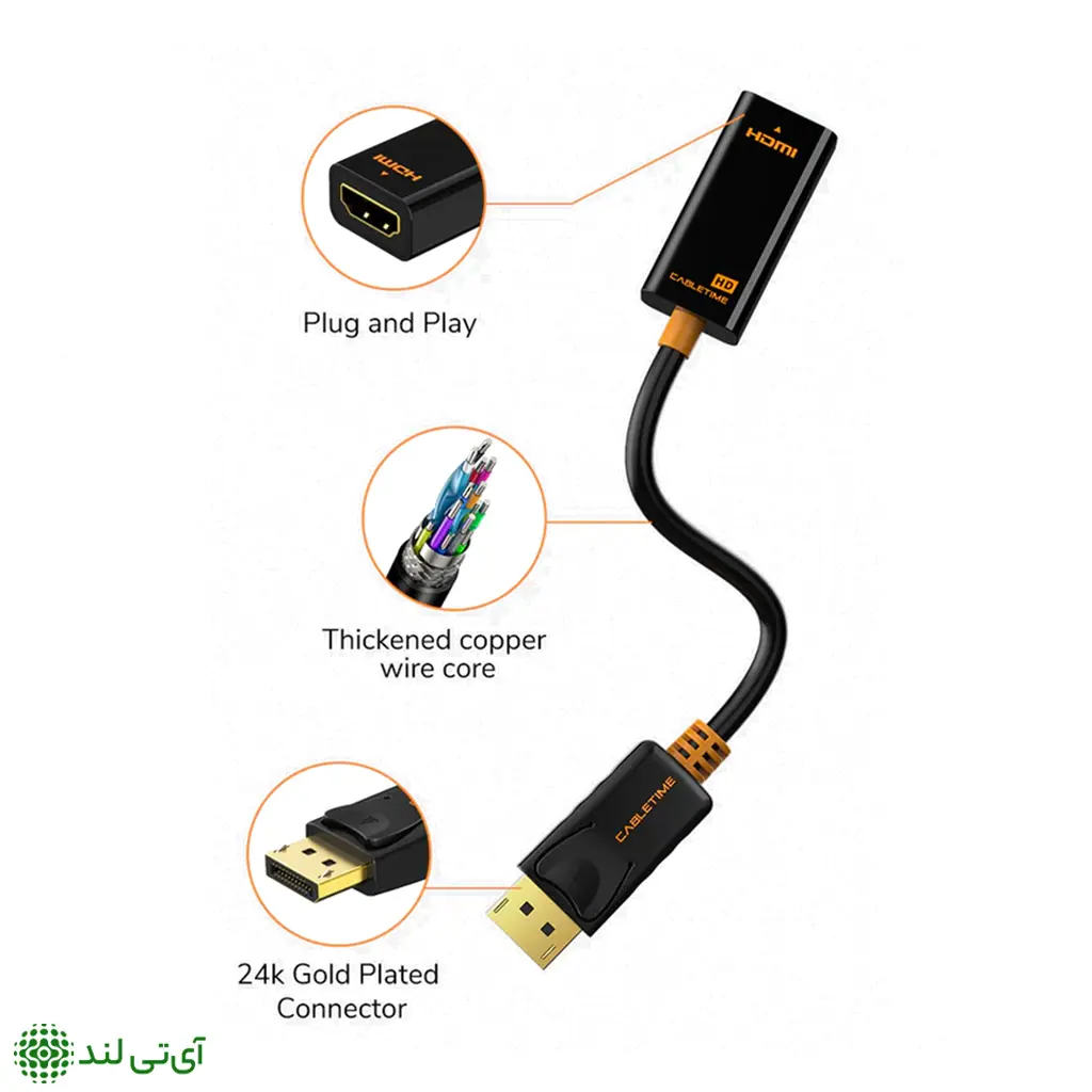 تبدیل DISPLAY به HDMI کِیبِل تایم مدل Cabletime CP22B - تصویر 3