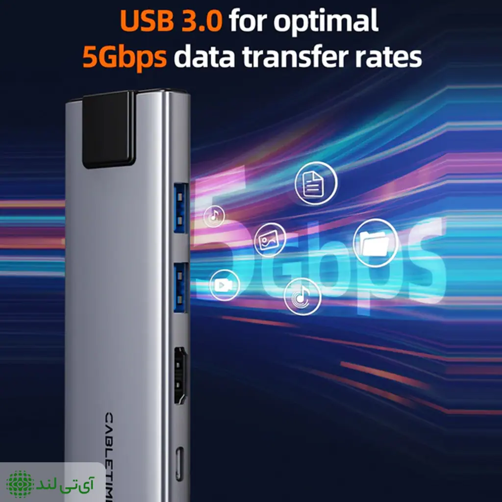 هاب 9 پورت کِیبِل تایم مدل Cabletime HB03G - تصویر 5