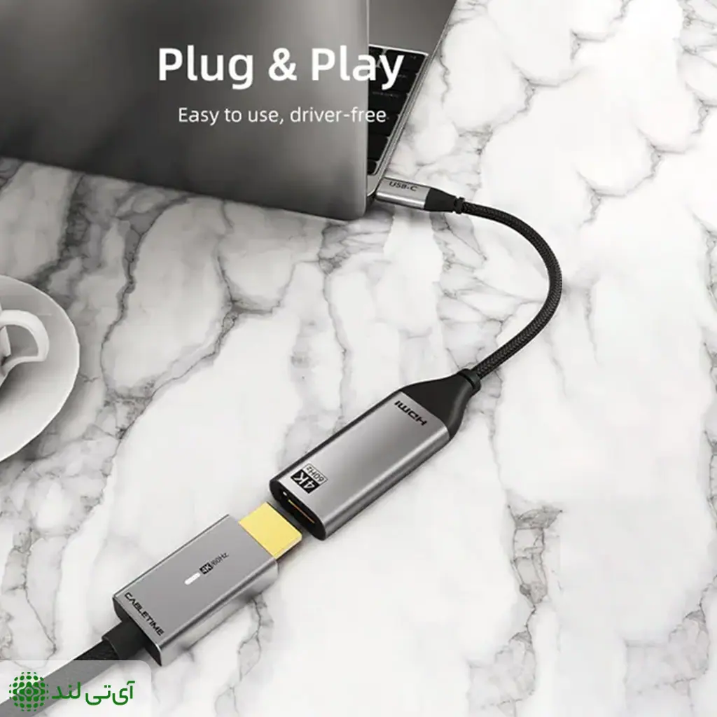 تبدیل TYPE-C به HDMI کِیبِل تایم 4K 60HZ مدل Cabletime CP10B - تصویر 4