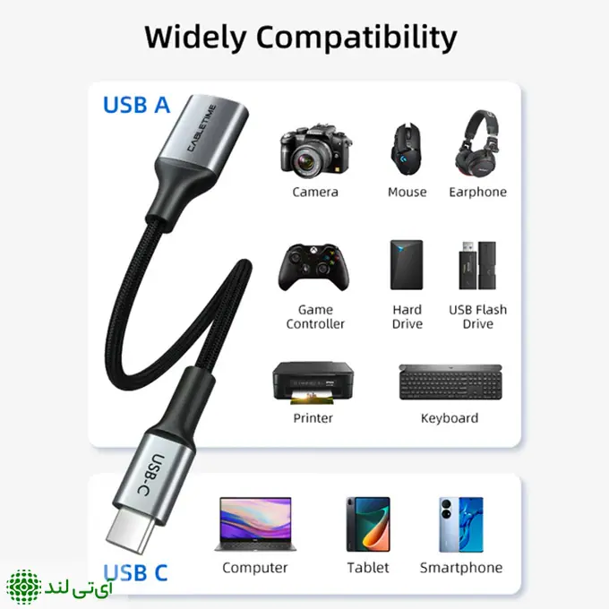 تبدیل TYPE-C به USB کِیبِل تایم مدل Cabletime CP60G - تصویر 6