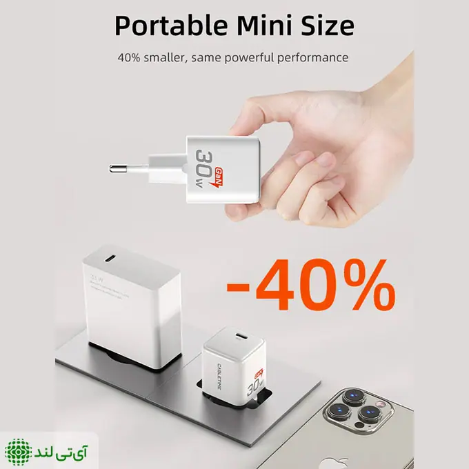 شارژر دیواری 30 وات کِیبِل تایم مدل Cabletime GA30W - تصویر 3