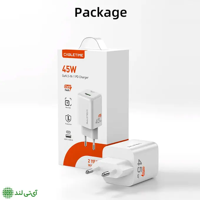 شارژر دیواری 45 وات کِیبِل تایم مدل Cabletime GA45W - تصویر 4