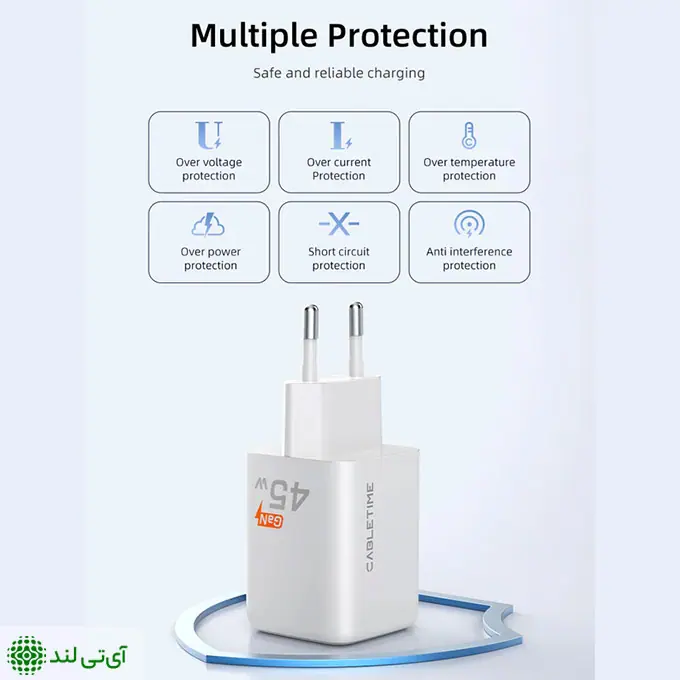 شارژر دیواری 45 وات کِیبِل تایم مدل Cabletime GA45W - تصویر 3