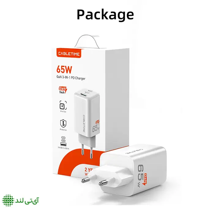 شارژر دیواری 65 وات کِیبِل تایم مدل Cabletime GA65W - تصویر 4