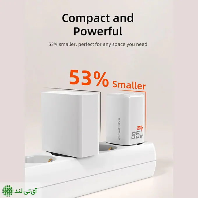 شارژر دیواری 65 وات کِیبِل تایم مدل Cabletime GA65W - تصویر 2