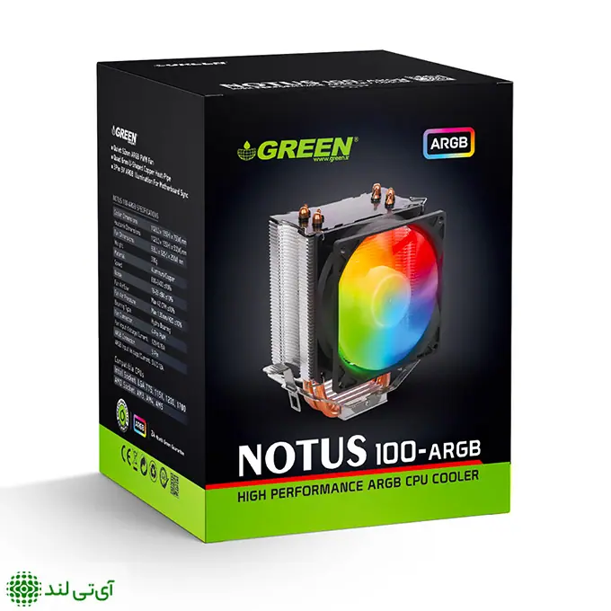 خنک کننده بادی پردازنده گرین مدل Green Notus 100 ARGB - تصویر 7