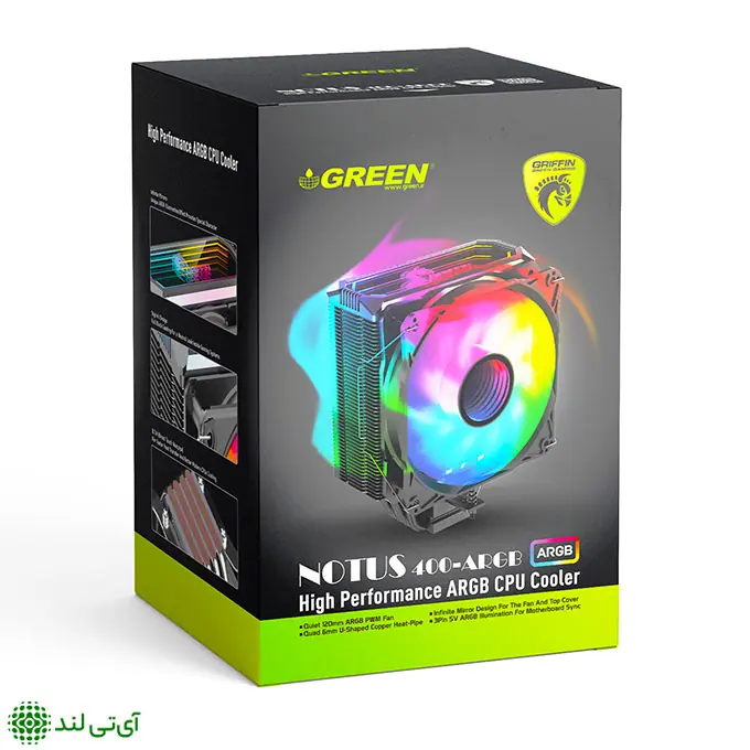 خنک کننده بادی پردازنده گرین مدل Green Notus 400 ARGB - تصویر 8