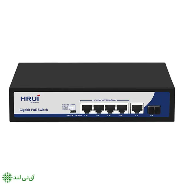 سوییچ poe برند hrui با پورت فیبر