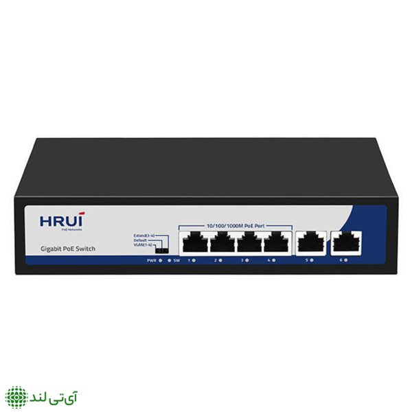 سوییچ 4 پورت گیگ و poe برند hrui مدل HRUI HR900-AFG-42N